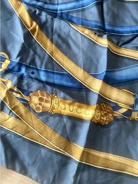 Gucci Blue and Gold Equestrian Silk Scarf